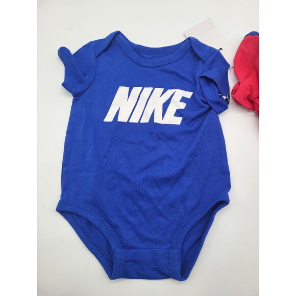 NIKE Baby 6M Set of 3 Game Royal One Piece Bodysuits Red Blue Gray Swoosh NWT - Picture 4 of 6